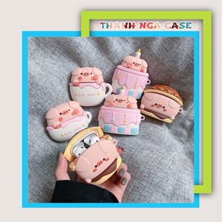 Case Airpod 1/2/pro Hình Bánh Kem Heo Hồng Cute