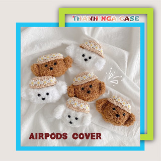 Case Airpod 1/2/pro Gấu Bông Bé Cún Đội Nón
