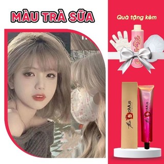 Thuốc nhuộm tóc màu trà sữa, màu xanh đen, thuốc nhuộm tóc tại nhà kèm Oxi nhuộm, găng tay và bạt nhuộm