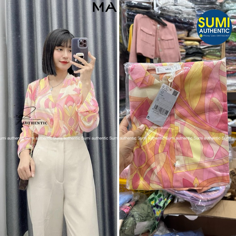 Áo sơ mi lụa Mango Auth giá sale