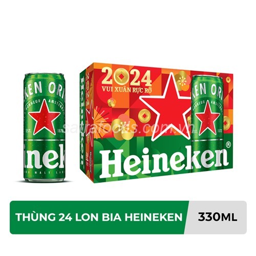 Bia Heniken Thùng 24 Lon- 330ml/1lon, hàng chính hãng - Chỉ Bán Tại TP.HCM
