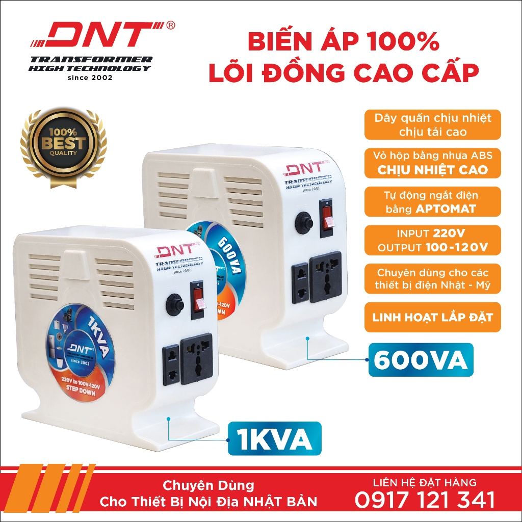 BIẾN ÁP DNT 600VA -220v ra 110v 120v DÂY ĐỒNG