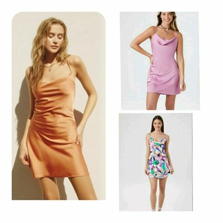 Đầm satin xuất dư, f21