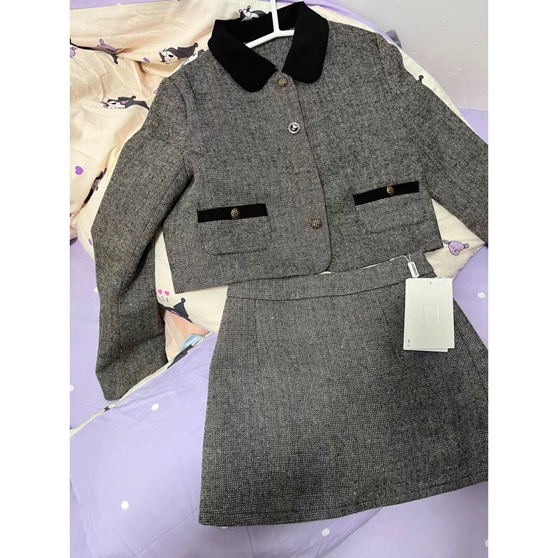 - Bộ váy 2 mảnh cổ điển vintage kiểu Pháp thu đông 2023