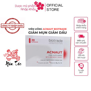 HÀNG NHẬP KHẨU - Viên uống giảm mụn Biotrade Acnaut Food Supplement 30 viên đẹp da giảm thâm mụn kiềm giảm dầu