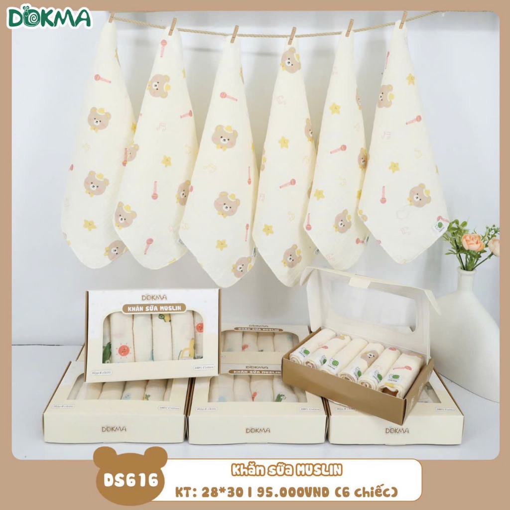 Khăn sữa Muslin Dokma hộp 6 chiếc
