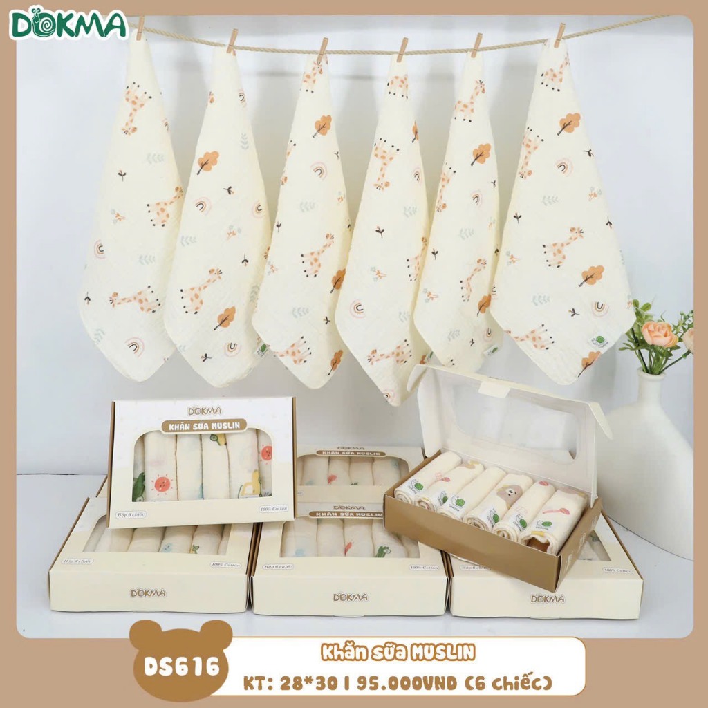 Khăn sữa Muslin Dokma hộp 6 chiếc