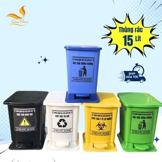 Thùng rác nhựa, thùng rác y tế SÓNG VÀNG 15 lít