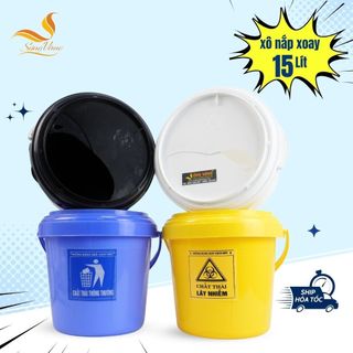 Xô 15 lít hủy kim tiêm, đựng vật sắc nhọn y tế SÓNG VÀNG đạt tiêu chuẩn của bộ y tế