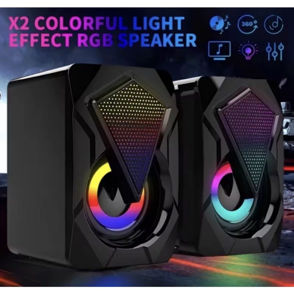 Loa máy vi tính laptop mini cao cấp 2.0 có LED RGB Leerfei E-1046 âm thanh siêu trầm