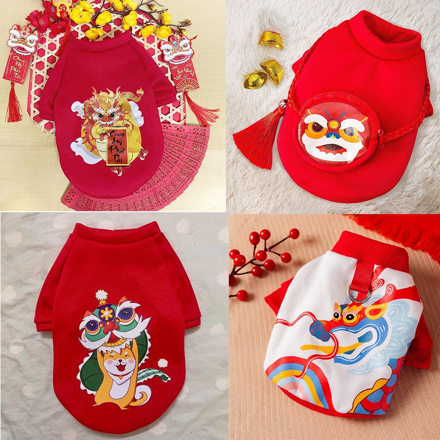 Áo cho chó mèo tết, áo nỉ tết chó mèo họa tiết xinh xắn - Đồ tết dành cho chó mèo