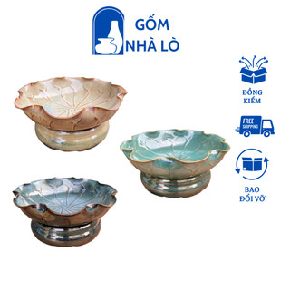 Bát thả hoa gốm sứ bát tràng bát minh đường tụ thuỷ thả sen tắm phật có đế gốm nhà lò