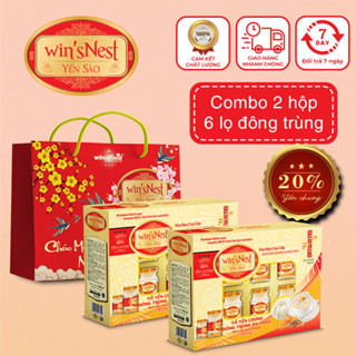  Combo 2 hộp Yến Sào wins'Nest 25% tổ yến chưng đông trùng hạ thảo  6 Lọ x 70 ml   Hộp  kèm túi 