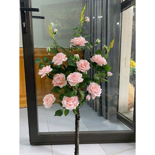 Cây hoa hồng kim cương cao 110cm , thân cổ cao cấp - cây hoa giả -trang trí. - hoa lụa pháp