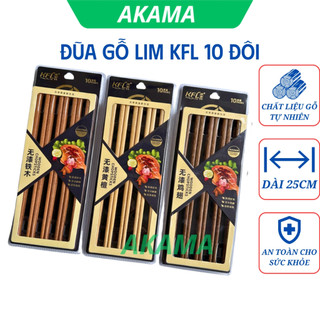 Đũa gỗ ăn cơm cao cấp KFL, kháng khuẩn chống mốc không sơn - Hộp 10 đôi