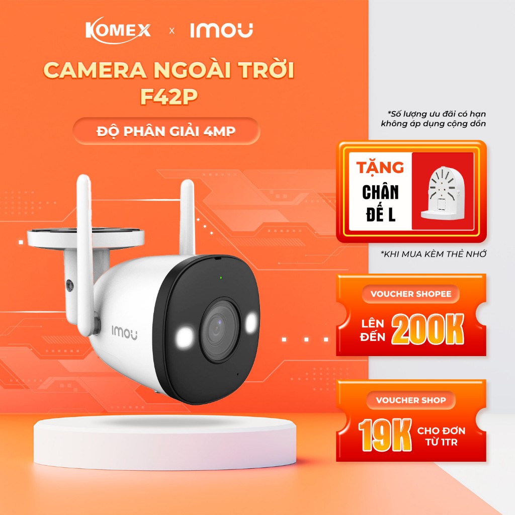 Camera imou ngoài trời F42FEP độ phân giải 4M đàm thoại 2 chiều có màu ban đêm komex