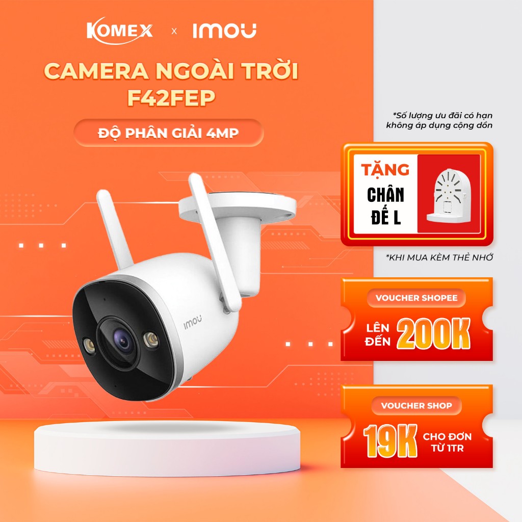 Camera Imou Ngoài Trời F42P/FP/FEP IP Wifi, Tích hợp Đèn báo, Có Còi Hú, Cảnh báo chuyển động komex