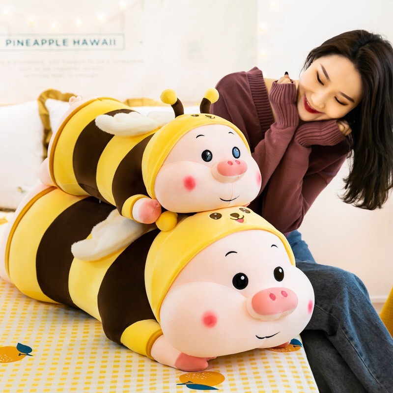 GẤU BÔNG BEE PIG, HEO ONG CHĂM CHỈ ĐÁNG YÊU (60CM---1M2) VẢI MINISO MỀM MỊN CAO CẤP, AN TOÀN CHO BÉ