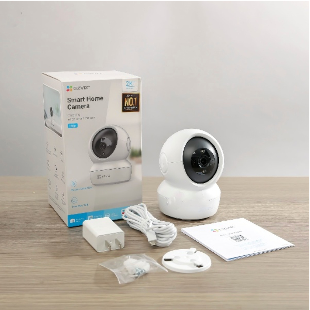 Combo 4 món Camera wifi trong nhà H6C EZVIZ độ nét cao: 1080P + 64GB + Đế L + Phích cắm âm