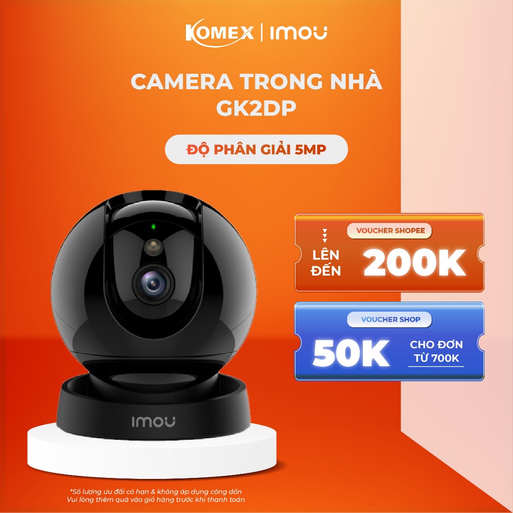 Camrea Imou GK2DP ip Wifi Dùng trong nhà Quay 360 độ Siêu Nét Ngày Đêm Có Cảnh Báo và Đàm Thoại - Komex
