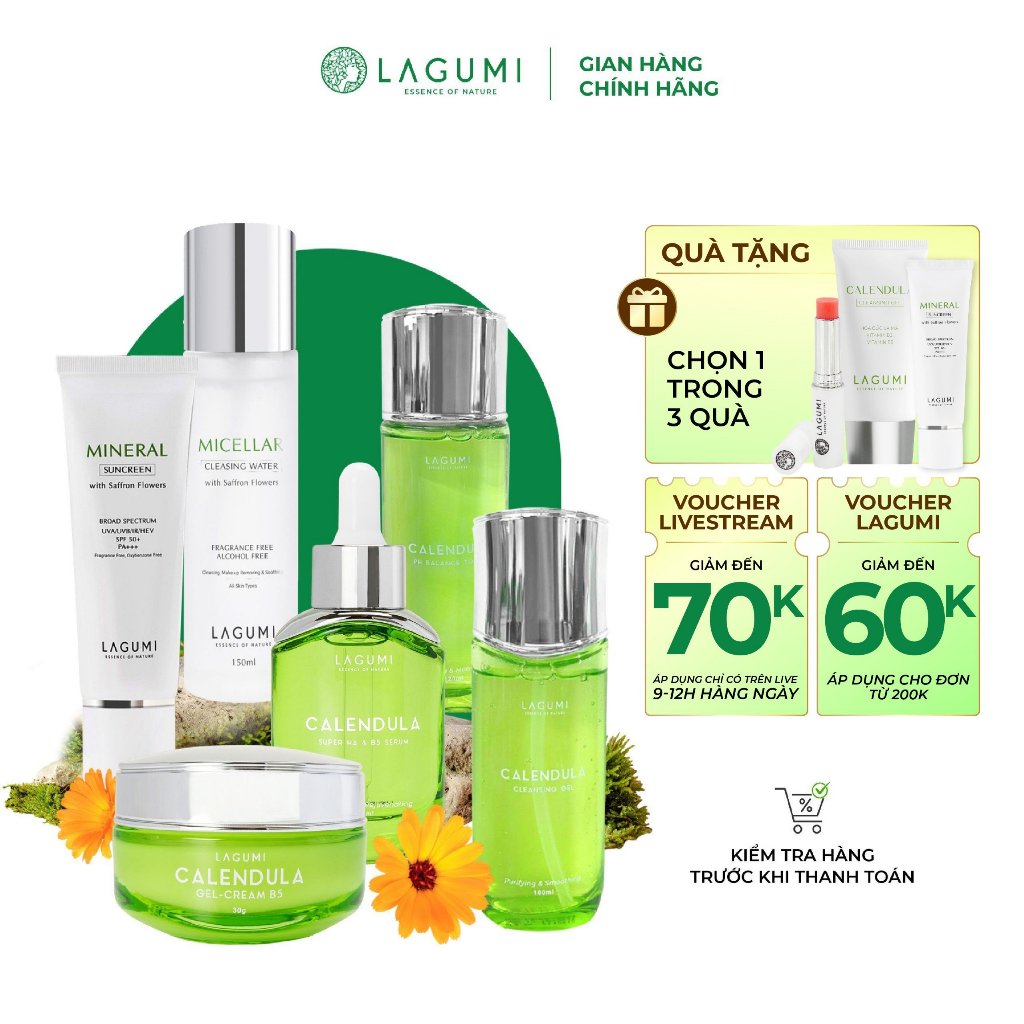 Bộ chăm da LAGUMI 6 món cấp ẩm, làm sáng và bảo vệ toàn diện an toàn cho cả mẹ bầu và sau sinh