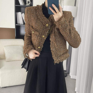 Áo khoác dạ tweed dáng nhỡ 2 màu,phối cổ,viền & tay tua rua