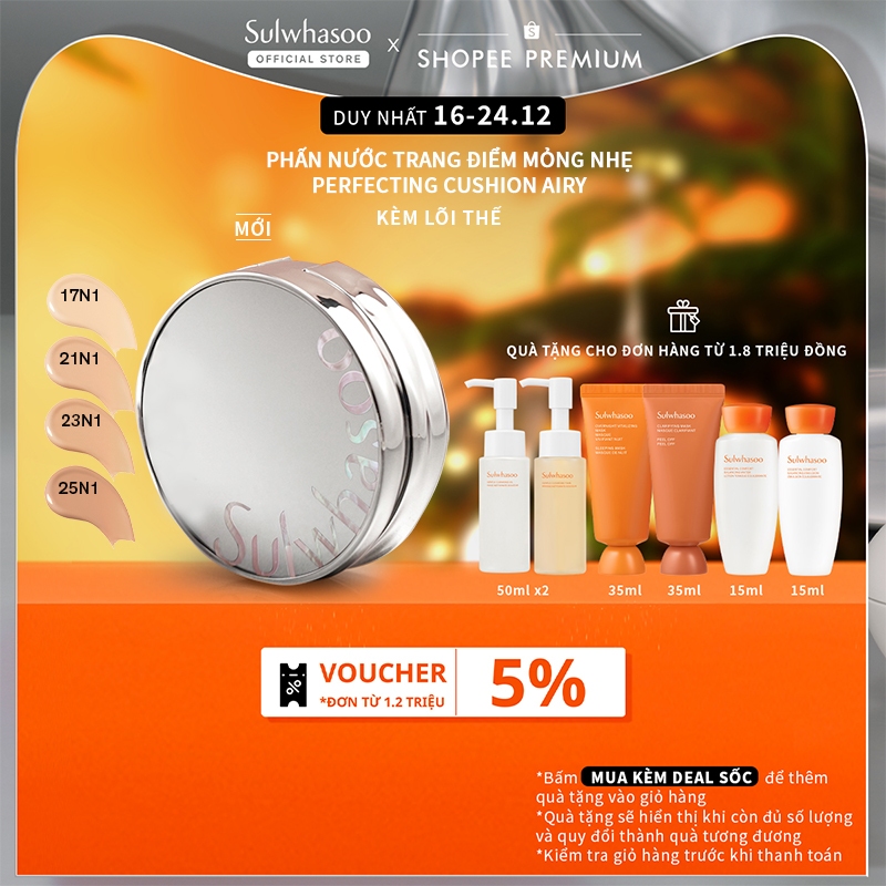 Phấn Nước Trang Điểm Mỏng Nhẹ Kèm Lõi 15G*2 - Sulwhasoo Perfecting Cushion Airy