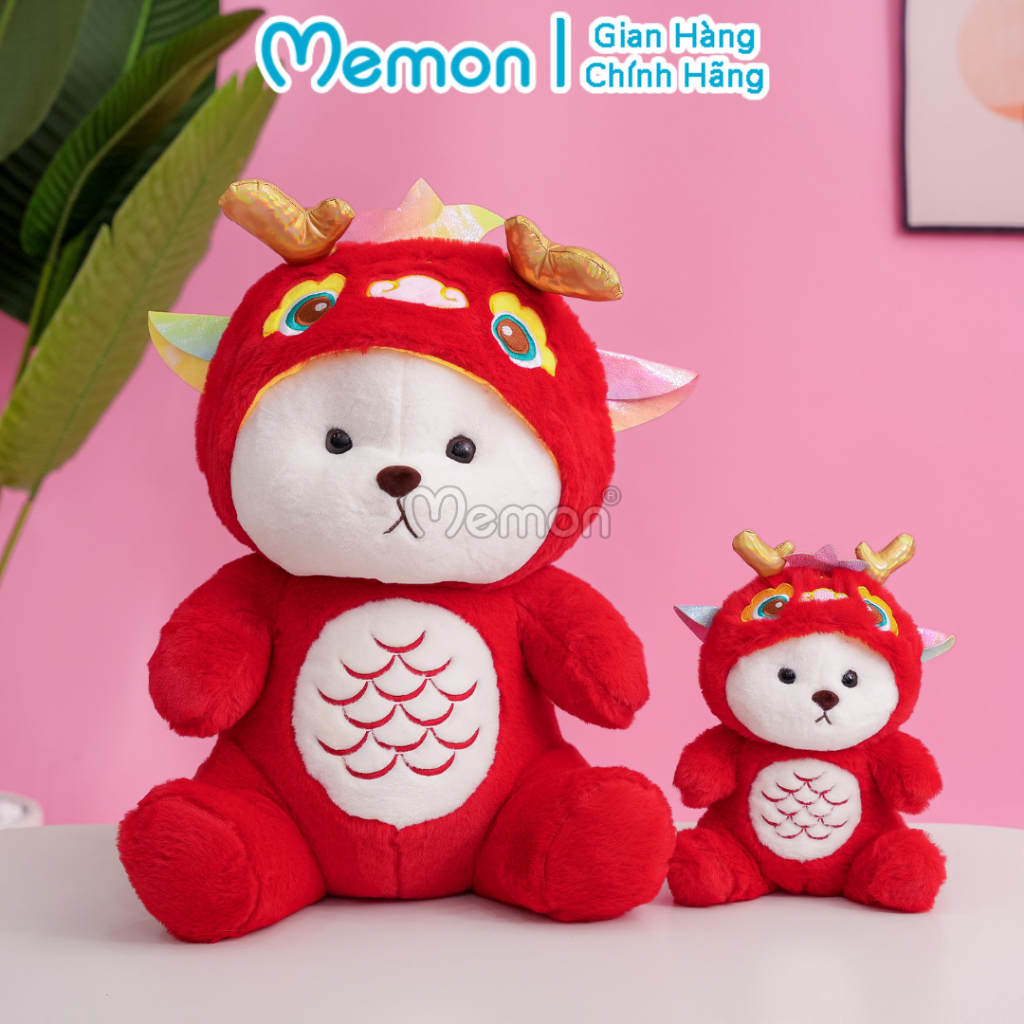 Gấu Bông Lena Cosplay Rồng Đỏ Quà Tặng Tết Năm Mới Giáp Thìn 2024 Đáng Yêu Cao Cấp Memon