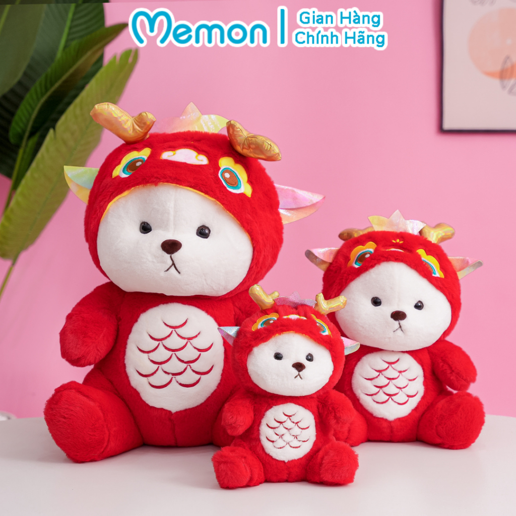 Gấu Bông Lena Cosplay Rồng Đỏ Quà Tặng Tết Năm Mới Giáp Thìn 2024 Đáng Yêu Cao Cấp Memon
