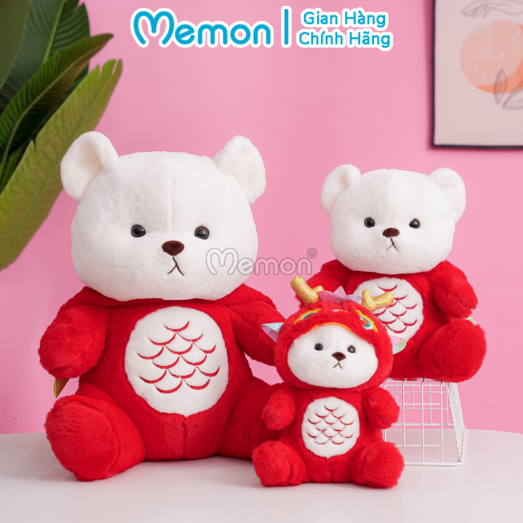 Gấu Bông Lena Cosplay Rồng Đỏ Quà Tặng Tết Năm Mới Giáp Thìn 2024 Đáng Yêu Cao Cấp Memon