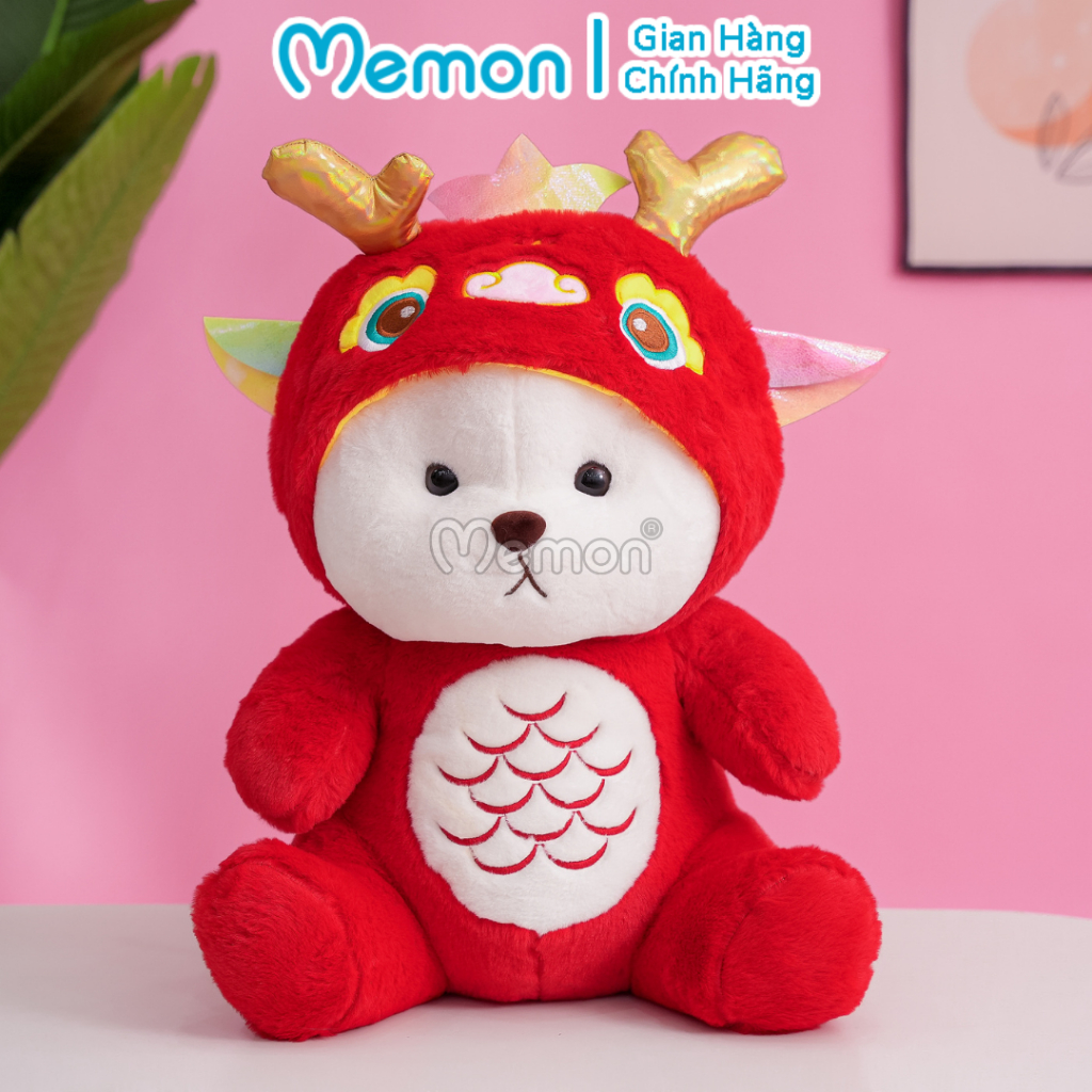 Gấu Bông Lena Cosplay Rồng Đỏ Quà Tặng Tết Năm Mới Giáp Thìn 2024 Đáng Yêu Cao Cấp Memon