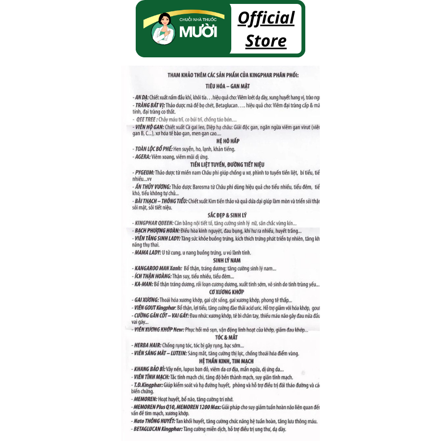 Viên uống T.Đ Kingphar kiểm soát đường huyết