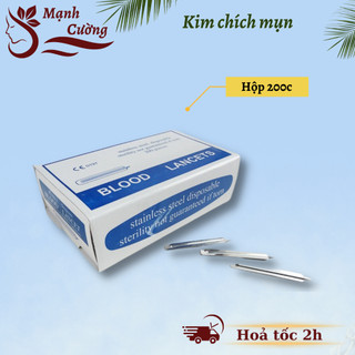 Kim Chích Mụn, Hộp 200 Chiếc Kim Nặn Mụn Chích Máu Blood Lancets