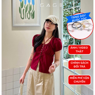 Áo Kiểu Nữ Tay Ngắn Gài Nút Thắt Dây Ngực Nhún Thời Trang Hàn Quốc GAGO GA4603 4604 4726