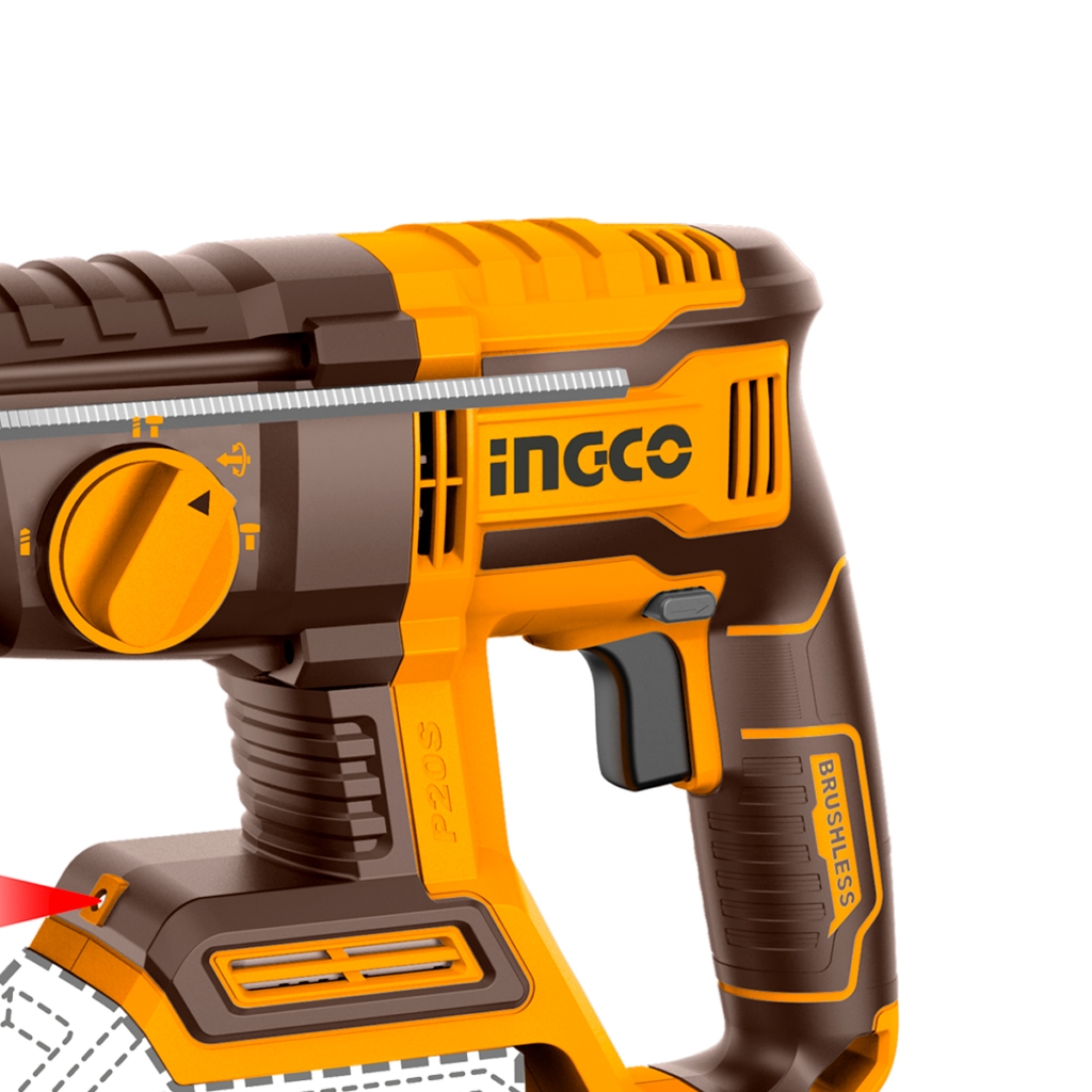 Máy khoan bê tông dùng pin 20V  INGCO CRHLI20208 lực búa 2J kèm 3 mũi khoan 6,8,10mm 1 mũi đục