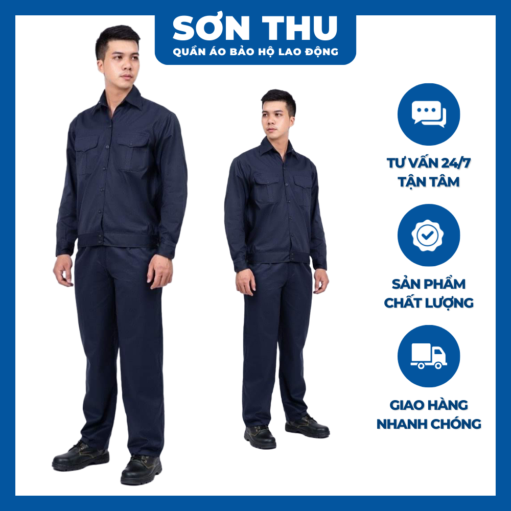 Bộ Quần Áo Bảo Hộ Lao Động Màu Tím Than, Chất Kaki Chống Nhăn Nhàu, Thấm Hút Tốt Cho Công Nhân, Kỹ Sư [M15]