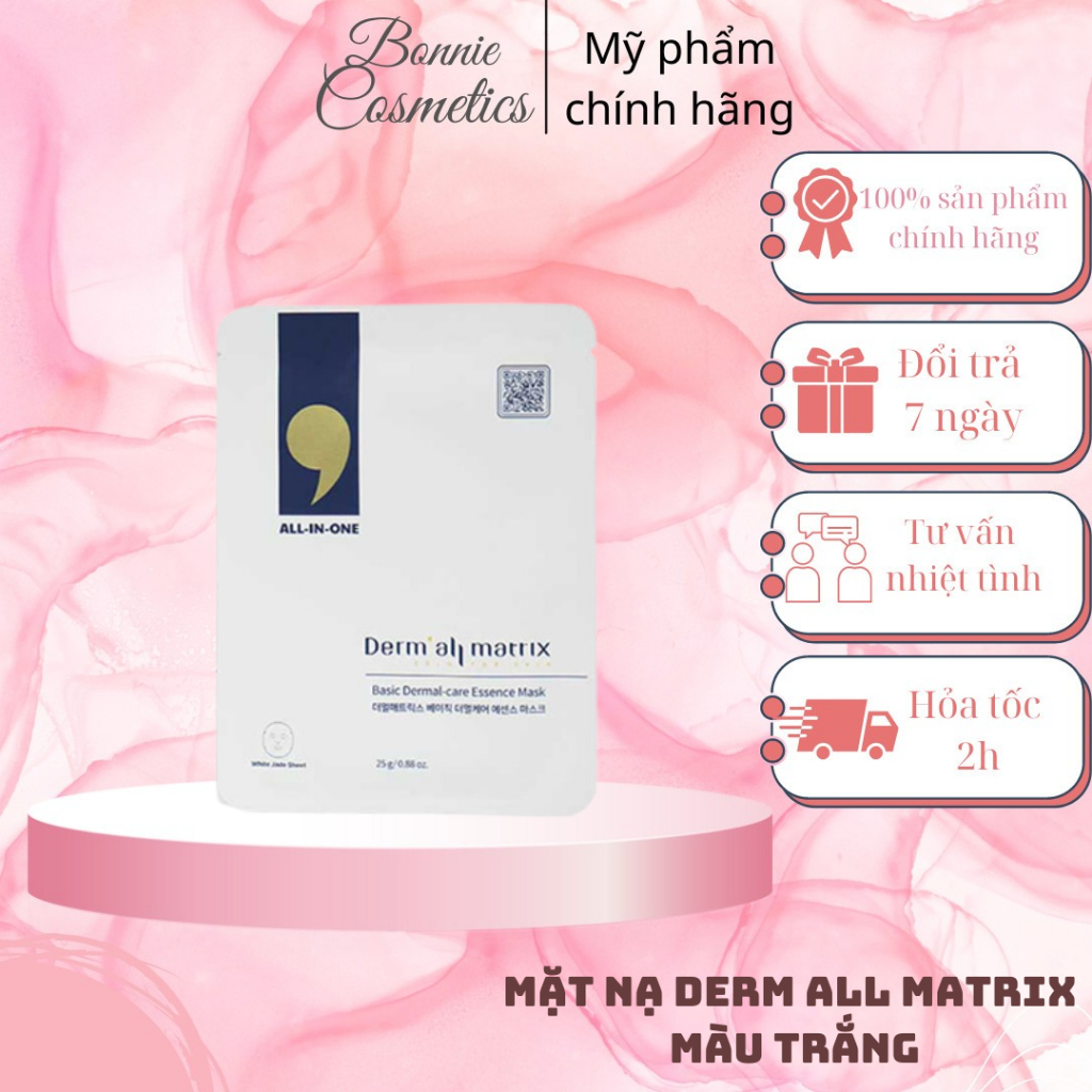Mặt nạ màu trắng Derm all Matrix dưỡng ẩm, trắng da và chống lão hóa 10 miếng - BonnieCosmetics