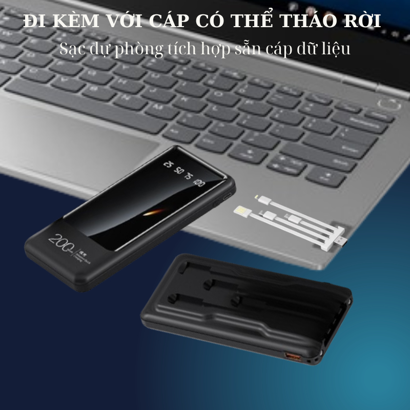 Sạc dự phòng tích hợp pin sạc kèm đèn với sạc 3 đầu AK120 và AK121 GONA_Official