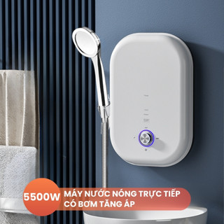 Máy nước nóng trực tiếp 5500W có bơm tăng áp tặng kèm vòi sen, máy nước nóng điều chỉnh được nhiệt độ, tiết kiệm điện