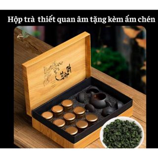 Hộp trà thiết quan âm hảo hàng trà thơm đậm vị hộp trà tặng kèm ấm chén quà biếu tặng cao cấp