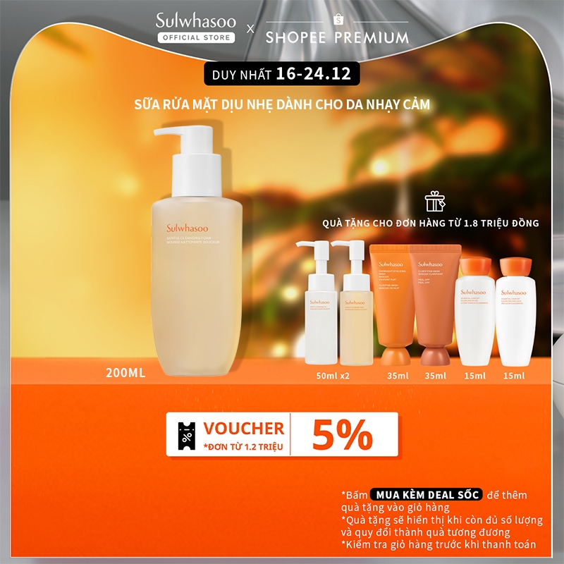 Sữa Rửa Mặt Tạo Bọt Dưỡng Ẩm Làm Sạch Sâu Sulwhasoo Gentle Cleansing Foam 200ml