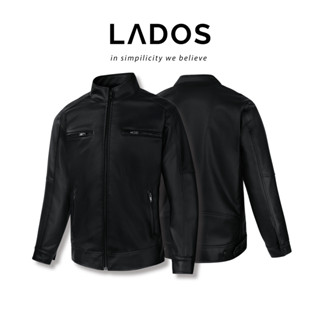 Áo Khoác da nam biker cổ đứng dây kéo  cao cấp LADOS-12101 form slimfit, nam tính, mạnh mẽ