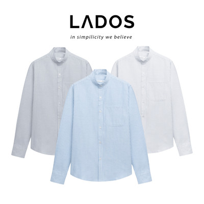 [OUTLET - KHÔNG ĐỔI TRẢ] Áo Sơ Mi Dài Tay Sọc Oxford Cổ Tàu Có Túi LADOS-8137 Phong Cách Hàn Quốc, Đứng Form Dễ Phối Đồ