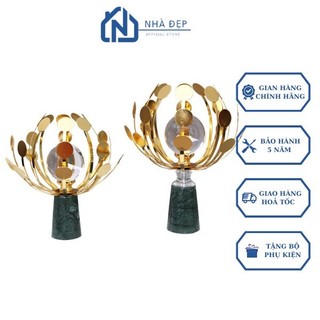 Decor để bàn Quả cầu phong thủy mạ vàng chân đế bằng đá cẩm thạch cao cấp trang trí nhà cửa, tủ kệ phong cách Bắc Âu