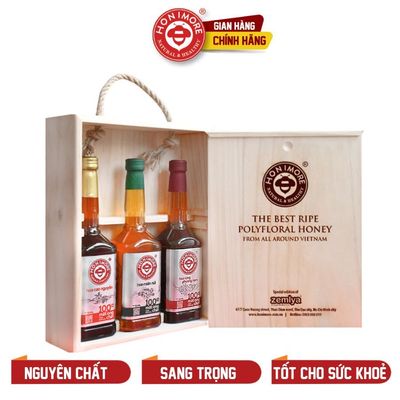 Bộ 3 chai: Mật ong chín Honimore Natural & Healthy Hoa Miền Núi + Hoa Cao Nguyên + Hoa Rừng Phương Nam 630g/chai