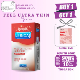 Bao cao su JUNCAI 003 Feel Untra Thin Nhiều gel bôi trơn Hộp 10 chiếc size 52mm durex_olo_juncai_store