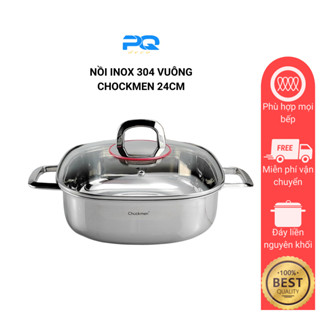Nồi vuông chockmen 24cm inox 316 hầm cháo ăn lẩu nấu canh đáy liền 3 lớp C134