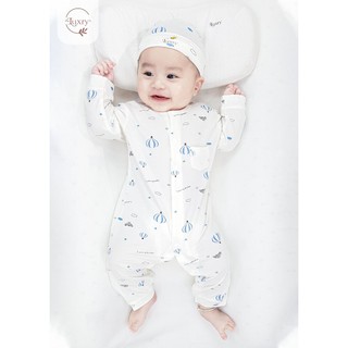Body dài tay họa tiết nhà Luxry chất liệu vải sợi tre cho bé trai bé gái sơ sinh