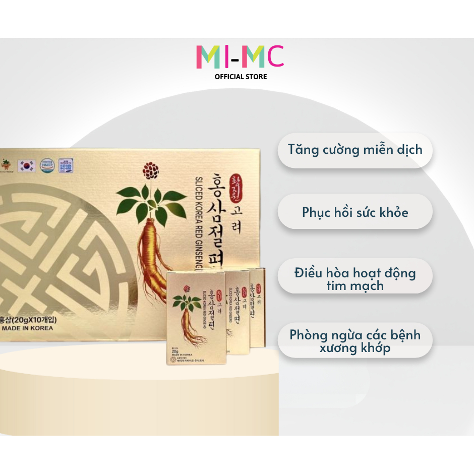 Hồng Sâm Thái Lát Tẩm Mật Ong Ginseng King Hàn Quốc Hộp 10 gói x 20g Tăng