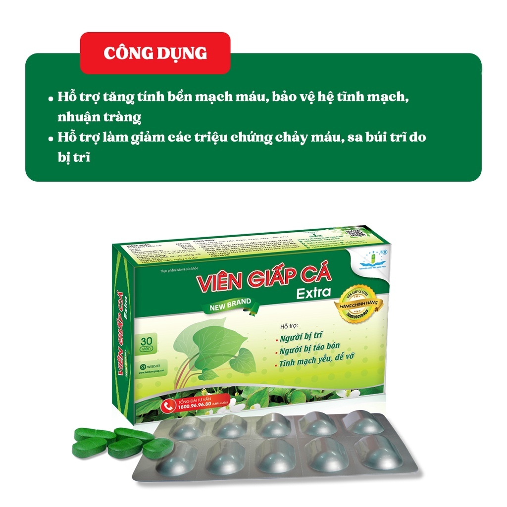 Viên Giấp Cá Extra  - Dùng cho người bị trĩ, táo bón, suy giảm tĩnh mạch - Tâm Dược